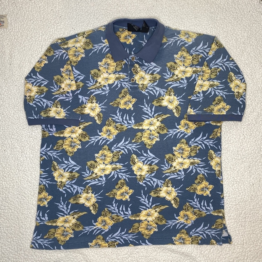 Vintage Ocean Pacific OP Sport Floral Polo: Size Extra Large
